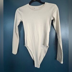 Zara long sleeve body suits cream and black